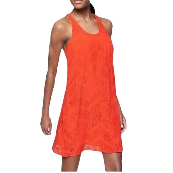 Athleta Brookfield Orange Laser Cut Sleeveless Dress M - Picture 1 of 9